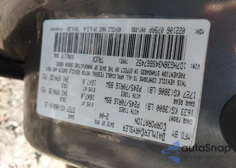 2004 Dodge Dakota Sport/Sxt z USA, uszkodzony, nr VIN 1D7HG38N34S667452